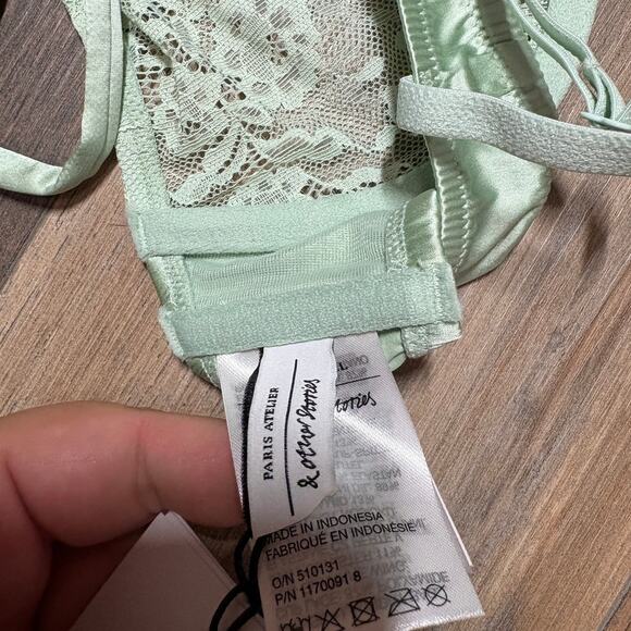 & Other Stories Womens Size 34A Underwired Lace Bra Mint Green Adjustable Straps - Picture 11 of 11